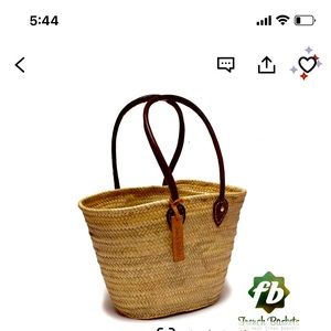 NEW! Etsy  French Straw Basket with leather handles
